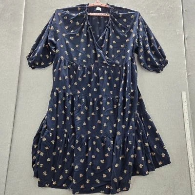 Vestido Madewell Mujer 3X Azul Floral Cuello Cuadrado Babydoll 3/4 Manga Abullonada Viscosa Foto 1 de 4