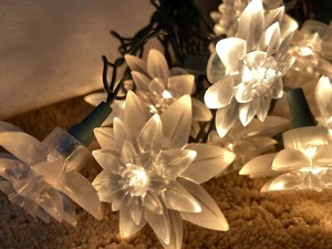 Vintage String White Floral Lights 2 Sets working Rare Unique - Picture 1 of 6