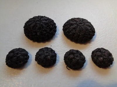 Victorian mourning dress buttons fabric woven 2xlarge 4xsmall Largest 35mm USED - Image 1 of 4
