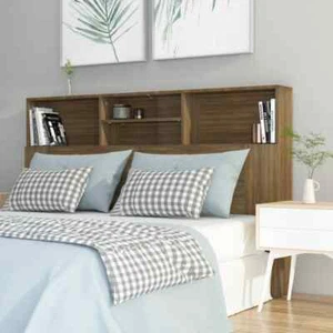 NNEVL Headboard Cabinet Brown Oak 160x19x103.5 cm - Picture 1 of 8