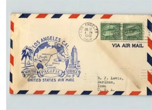 CORREO AÉREO Primer Vuelo, Servicio del Pacífico Sur, par de sellos de 25 centavos usados! #568 a N - Imagen 1 de 1