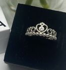 💖 Genuine Pandora Size 54 Princess Tiara Crown Silver Ring S925 ALE 190880CZ