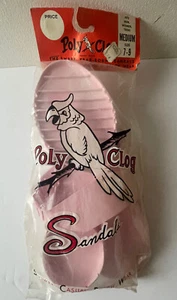 Vintage 1950s 60s Poly Clog Pink Sandals Beach Shower New in Bag NOS Size Medium - Picture 1 of 6