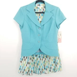 VTG Dressbarn Women's 6 US Skirt Suit Set Career Blazer Jacket Blue Circles NWT - Picture 1 of 12