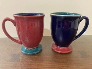DENBY Stoneware HARLEQUIN - Set of 2 Footed Mugs - Picture 1 of 3
