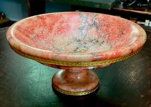 ANTIGUA COMPOTA DE PIEDRA DE ALABASTRO ROSA ART DECO AÑOS 20 o FRUTERO - Imagen 1 de 7