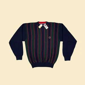 Vintage 90s/Y2K Tommy Hilfiger L Pullover, blau/grün Crew, new old stock - Bild 1 von 9