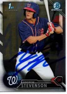 Andrew Stevenson Washington Nationals 2016 Bowman Chrome Rookie Signed Card - Picture 1 of 1