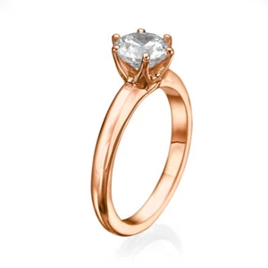 1 CT Round Cut Moissanite Engagement Ring D-F/VVS1 14K Rose Gold - Picture 1 of 4