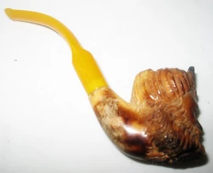 Vintage Unsmoked Mottled Meerschaum Pipe with Hand Carved Bearded Man's Head - Picture 1 of 10