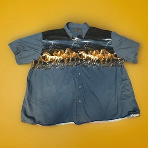 Bit & Bridle Horse Print Shirt 3x Lightning Storm Cowboy Western Rodeo Button Up - Picture 1 of 3