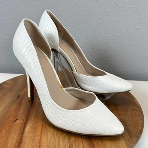 Tacones de aguja Juicy Couture blancos serpiente en relieve en punta talla 7,5 retro ambiente años 80 - Imagen 1 de 6