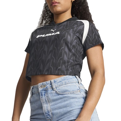 Maglia calcio PUMA bambino girocollo manica corta maglietta donna nera casual top