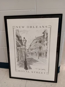 Don Davey Royal Street New Orleans Lithographie 1976 schwarz matt Rahmen 22,25x28,25 - Bild 1 von 3