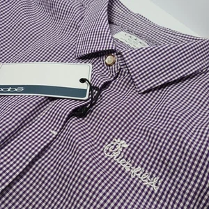 Oobe Chick-fil-a Purple Check Button Up Shirt Women Sz L Purple - Picture 1 of 9