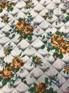 Vintage gelb und braun Blumen auf Chrpeater gesteppt Look Baumwollstoff 3 Yds - Bild 1 von 6