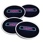 4x Vinyl Stickers Neon Sign Design Anders Name #351616