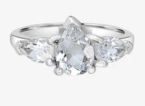 Anillo de cóctel de piedra genuina de topacio blanco de plata esterlina talla 8 para mujer 3 gemas - Imagen 1 de 3