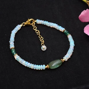 Emerald Bracelet,Emerald Jewelry,Ethiopian Opal Bracelet,Opal Beaded Bracelet - Picture 1 of 9