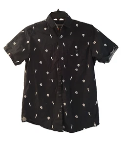 Free Planet  T-Shirt Skull and Lightning Print Black & White Men's Size M Cotton - Picture 1 of 8