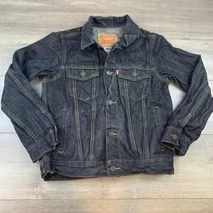 Levi’s Denim Jean Jacket Youth Medium (10-12 YRS) Blue Dark Wash Pockets Red Tab - Picture 1 of 14