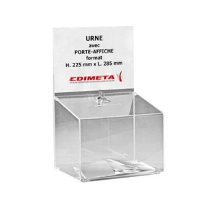 Urna trasparente per elezioni 500 schede con porta poster L 29 x P 22 x H 20/25 - Foto 1 di 1