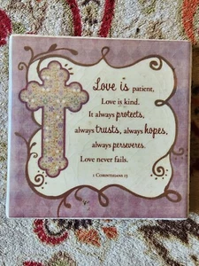 Tabletop Desktop Tile Frame 1 Corinthians 13 Love Poem/Prayer 5x5 inches - Picture 1 of 4
