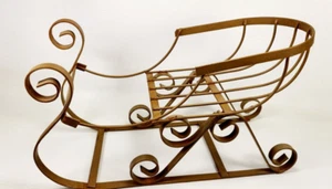 Metal Santa Claus Sleigh Christmas Winter Holiday Decor planter 12" L x 7" H x 5 - Picture 1 of 7