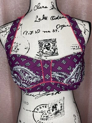 ATHLETA Namaste Purple Underwire Bikini Halter Swim Top Removable Pads 38B 38C - Image 1 of 4