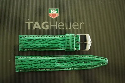 Pulseira de relógio TAG HEUER PRATA FIVELA 19-18 PILOTOS PILOTOS TUBARÃO VERDE - Imagem 1 de 4