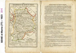 Dépt 77 - XIX ème Siècle Belle Petite Carte avec 2 Pages de Renseignements 1823 - Picture 1 of 1