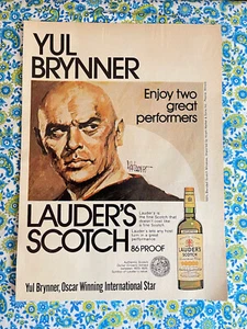 Vintage 1976 Lauder’s Scotch Yule Brynner Print Ad 2 Great Performers - Bild 1 von 7