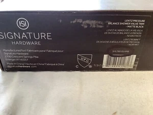 Signature Hardware SHLZ8010LHMB Lentz Press/Bal Shower Valve Trim - Matte Black - Picture 1 of 3