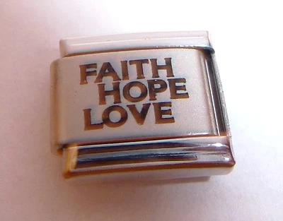 FAITH HOPE LOVE 9mm Italian Charm - passt klassischen Starterarmbändern N257 - Bild 1 von 3