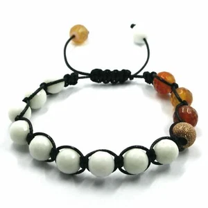 Armband Shamballa Jade Rot Und Achat Grün 10mm Schnur Wachs- Silber - Picture 1 of 3