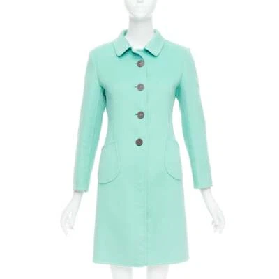 JIL SANDER turquoise blue angorawool patch pocket minimal coat  FR34 XS - Image 1 of 4