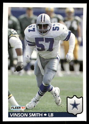 1992 Fleer #90 Vinson Smith Dallas Cowboys RC - Image 1 of 2