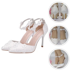 One-button Sandals Miss Woman High Heels Pointed Toe Pointy for Women - Picture 1 of 12