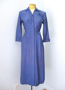 Vtg 50s Peri Blue Iridescent Pink Rockabilly Pencil Wiggle Dress Pockets Bow S/M - Picture 1 of 6