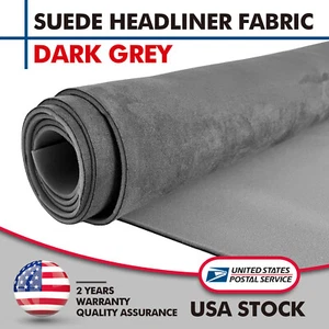 Dark Grey Suede Headliner Fabric Material 98"x60" for Car Roof Liner Upholstery - Picture 1 of 12