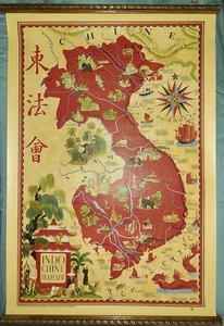 Lienzo colgante de colección mapa VN, Indochine Francaise por Lucien Boucher, Perceval Paris - Imagen 1 de 14