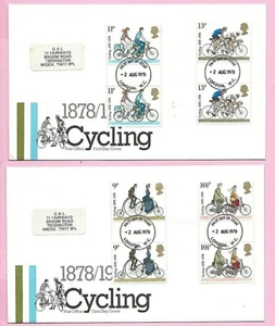POST OFFICE 1978 Pair of FDC's - CYCLING - Gutter Pairs - Fdi London WC - Picture 1 of 2