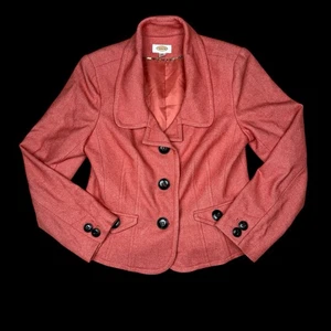 Talbots Damen korallenrosa Wollmischung Knopf Kragen Blazer Jacke Größe 12 - Bild 1 von 7