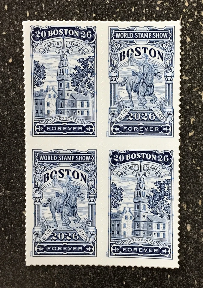 2025USA Forever Boston 2026 World Stamp Show - Block of 4 From Sheet   mint - Image 1 of 1