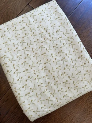 MODA Meadow By Blackbird Designs- 3 Yards -Cream Green Leaf Cotton Fabric VTG - Image 1 of 3