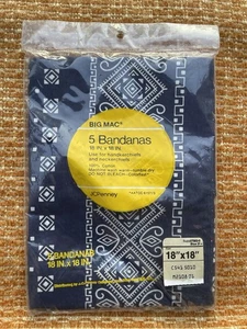 "Paquete de 5 bandanas Big Mac vintage J. C. Penny NOS azul marino de 18 x 18""" - Imagen 1 de 5