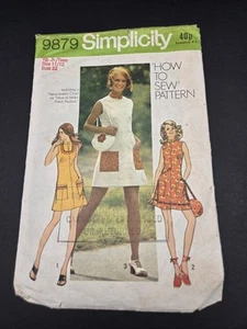 Vintage 1970s Simplicity  Teen Mini Dress & Bag Pattern Size 11/12 Bust 32 1972 - Picture 1 of 2