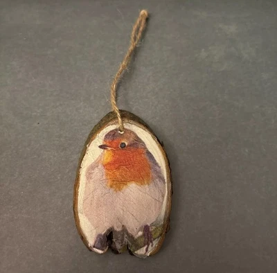 handmade wooden Robin christmas decoration memorial plaque  - Image 1 of 4