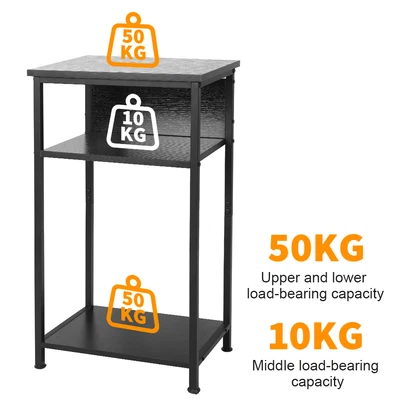 Narrow Side Table with Storage Shelf, 3Tier Slim End Table Bedroom Modern Coffee