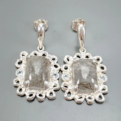 Pendientes Joyería Pendientes Cuarzo Natural Rutilado Plata de Ley 925/E125748 Foto 1 de 4